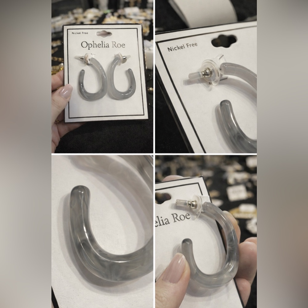 ⚠️5/25: Ophelia Roe Faux Gray Marble Hoop Earrings